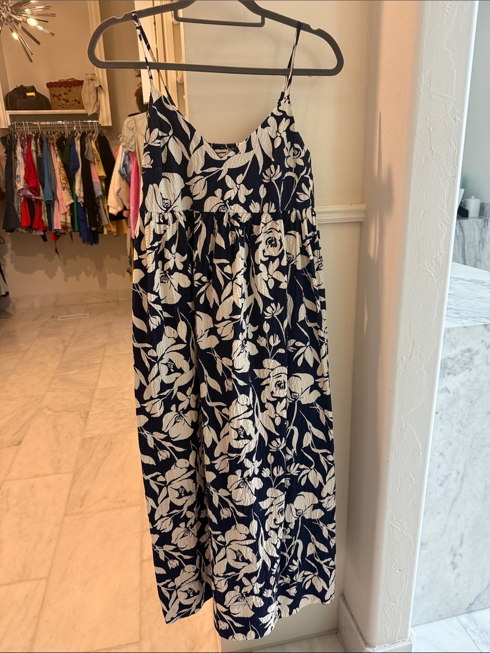 Navy and cream maxi dress